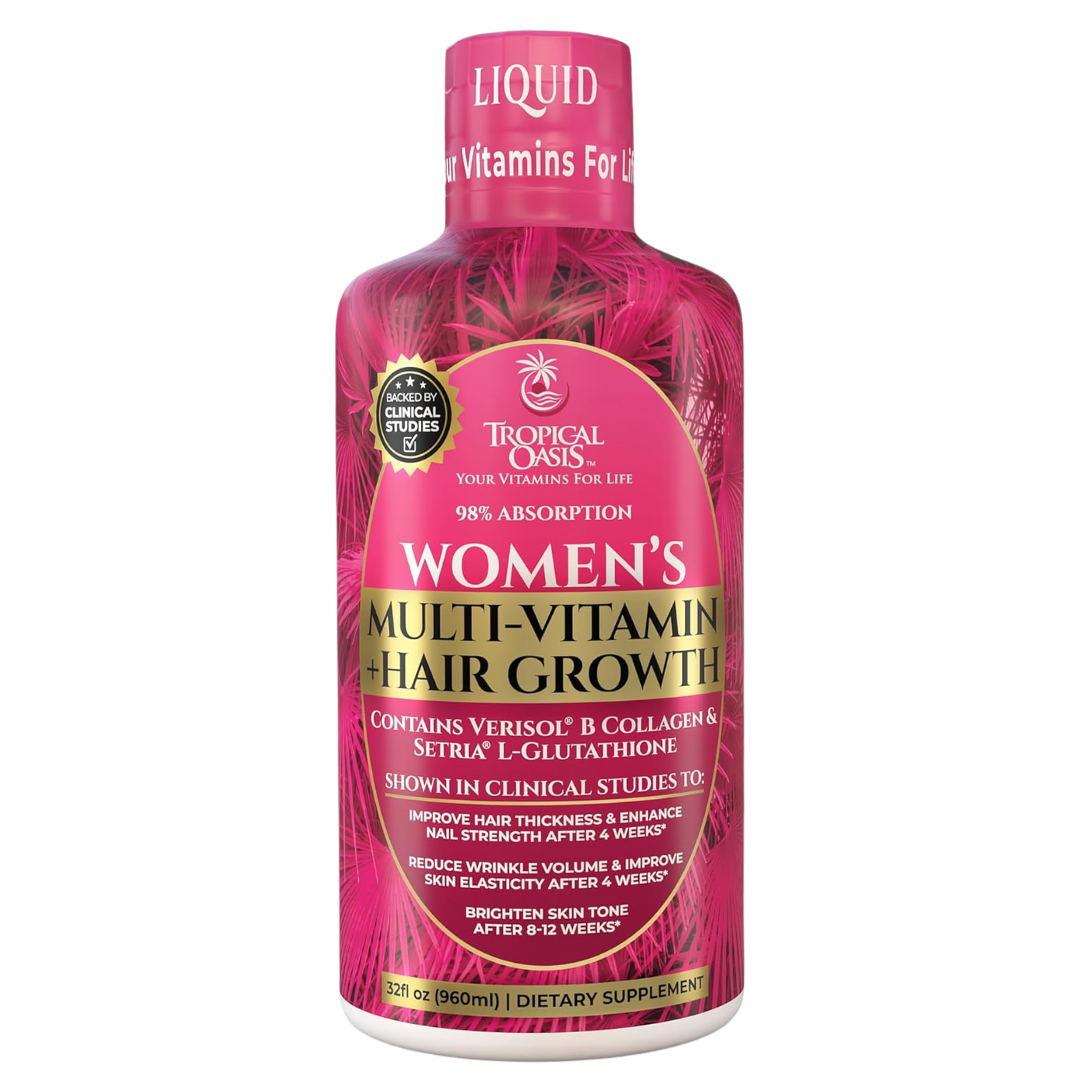 Women's Liquid Multivitamin + Hair Growth Tropical Oasis Liquid Vitamins & Minerals Women's Liquid Multivitamin + Hair Growth Tropical Oasis Liquid Vitamins & Minerals