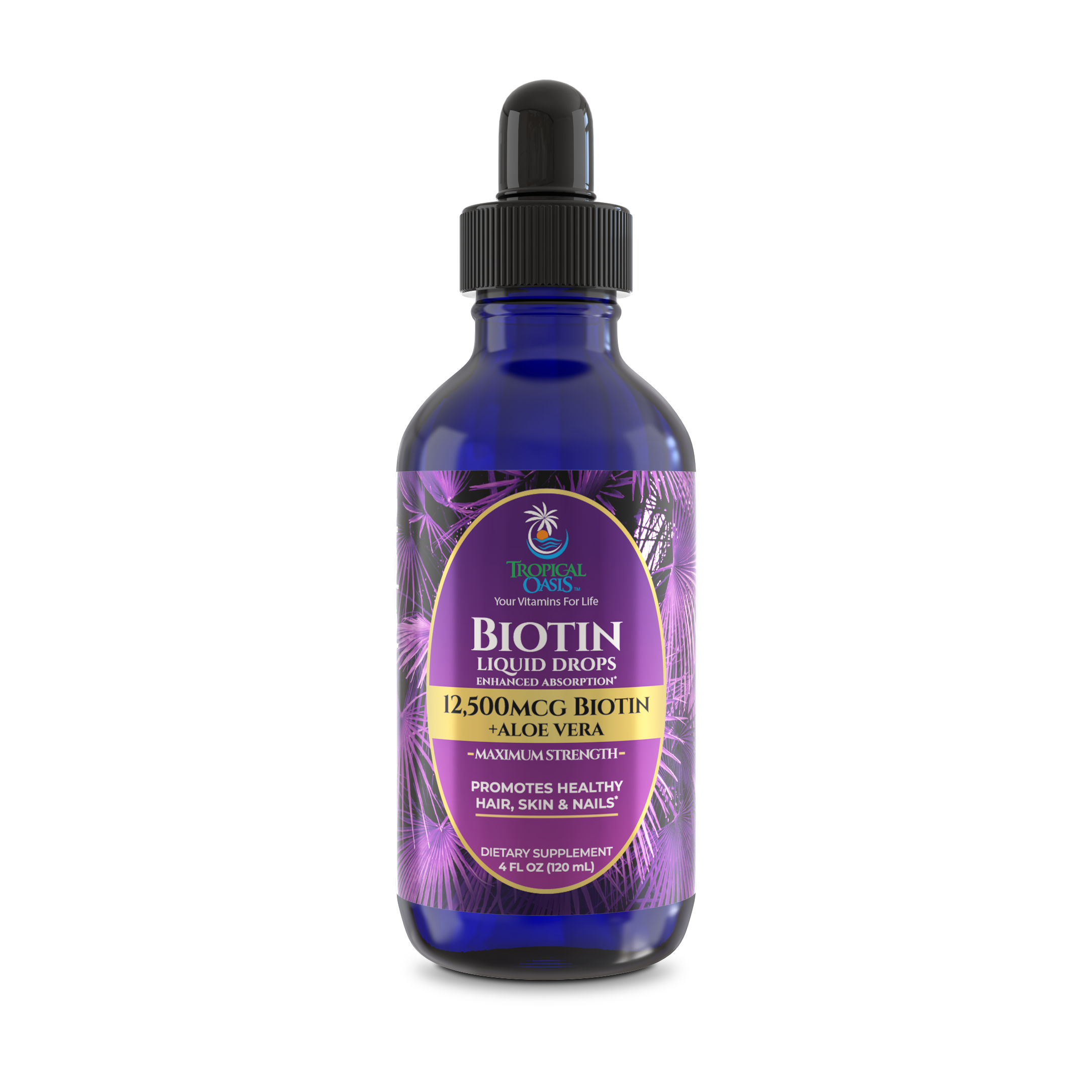 Biotin for Hair Growth - 5x The Strength - 4 OZ - Tropical Oasis
