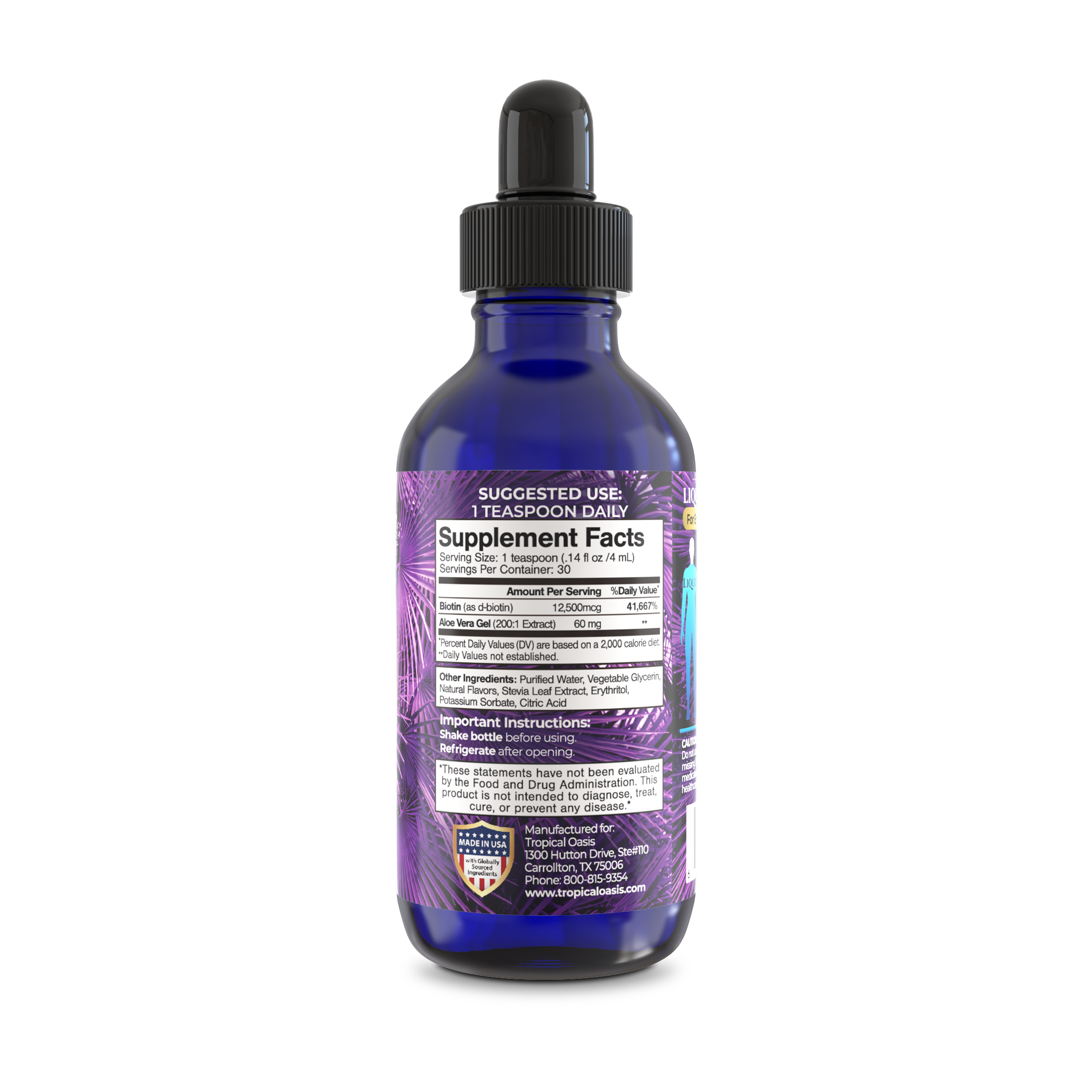 Biotin for Hair Growth - 5x The Strength - 4 OZ - Tropical Oasis