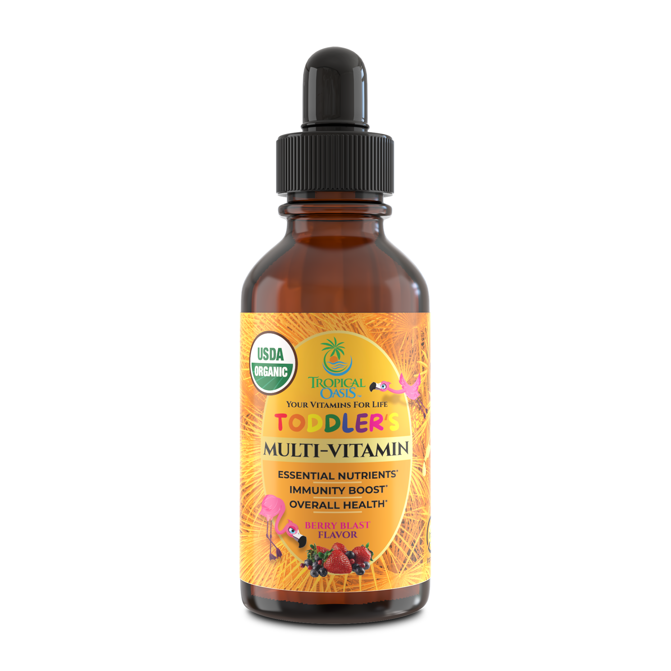 USDA Organic Kids Multivitamin for Toddlers & Babies Tropical Oasis Liquid Vitamins & Minerals