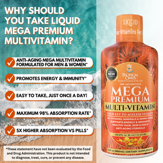 Mega Premium Liquid Multivitamin and Mineral Supplement - 32oz, 32serv
