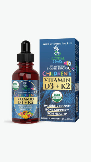Tropical Oasis Vitamin D3 + K2 Drops For Kids (USDA Organic)