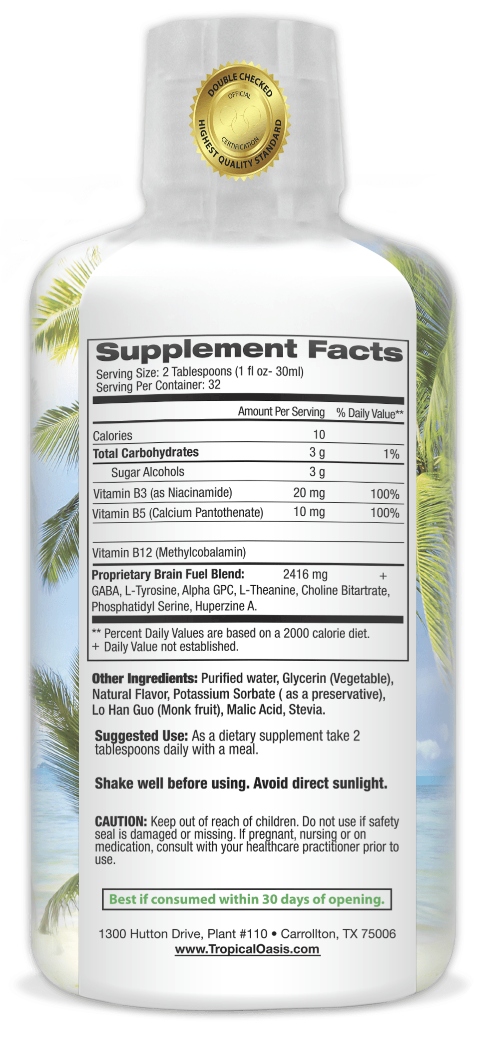 Tropical Oasis Brain Fuel - Liquid Supplement that Promotes Mental Clarity & Increased Focus - tropical-oasis-store
