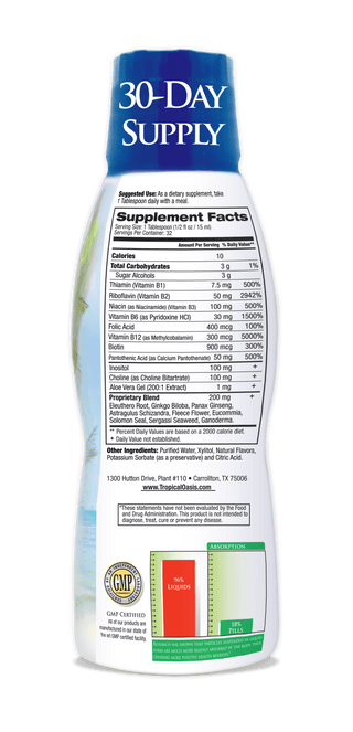 Tropical Oasis Premium Liquid B-Complex - 16 oz, 32 servings - tropical-oasis-store