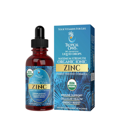 Organic Ionic Zinc Drops For Kids and Adults Tropical Oasis Liquid Vitamins & Minerals