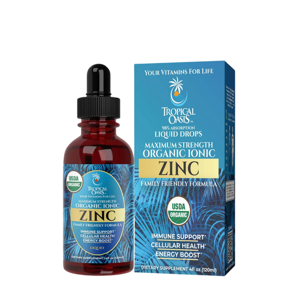 Organic Ionic Zinc Drops For Kids and Adults Tropical Oasis Liquid Vitamins & Minerals
