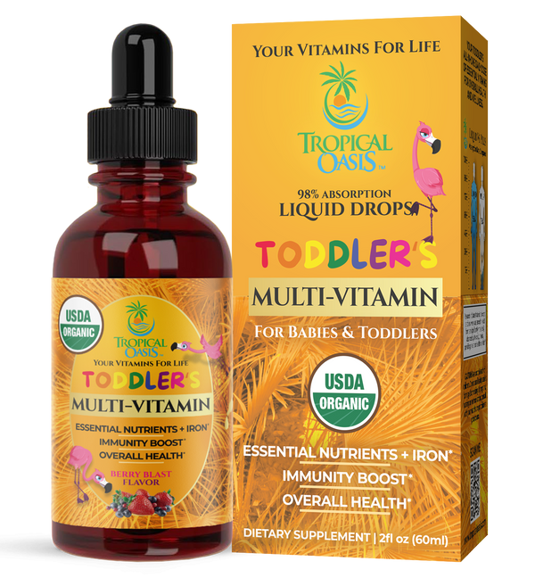 USDA Organic Kids Multivitamin WITH Iron for Toddlers & Babies (Copy) Tropical Oasis Liquid Vitamins & Minerals