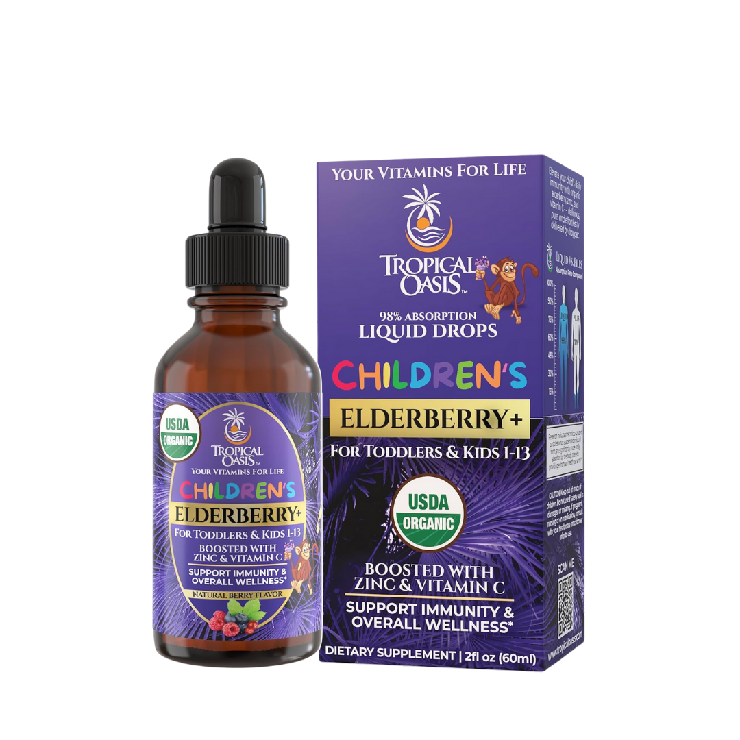 Liquid Vitamin Drops with Elderberry for Toddlers & Kids Tropical Oasis Liquid Vitamins & Minerals