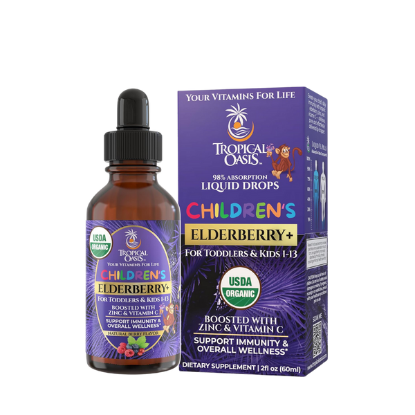 Liquid Vitamin Drops with Elderberry for Toddlers & Kids Tropical Oasis Liquid Vitamins & Minerals