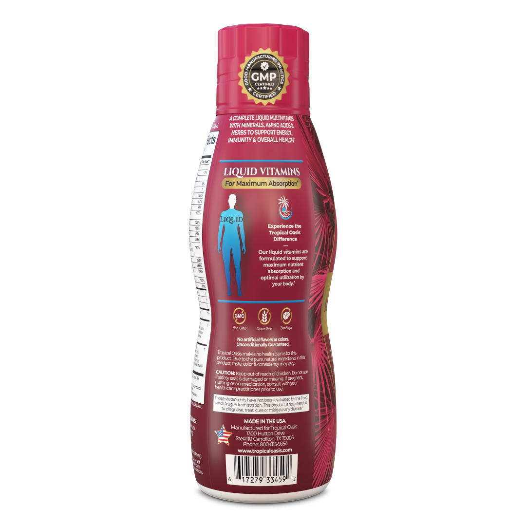 Tropical Oasis Adult Multi Vitamin and Mineral Liquid Supplement ,16 fl oz, 32 servings - tropical-oasis-store