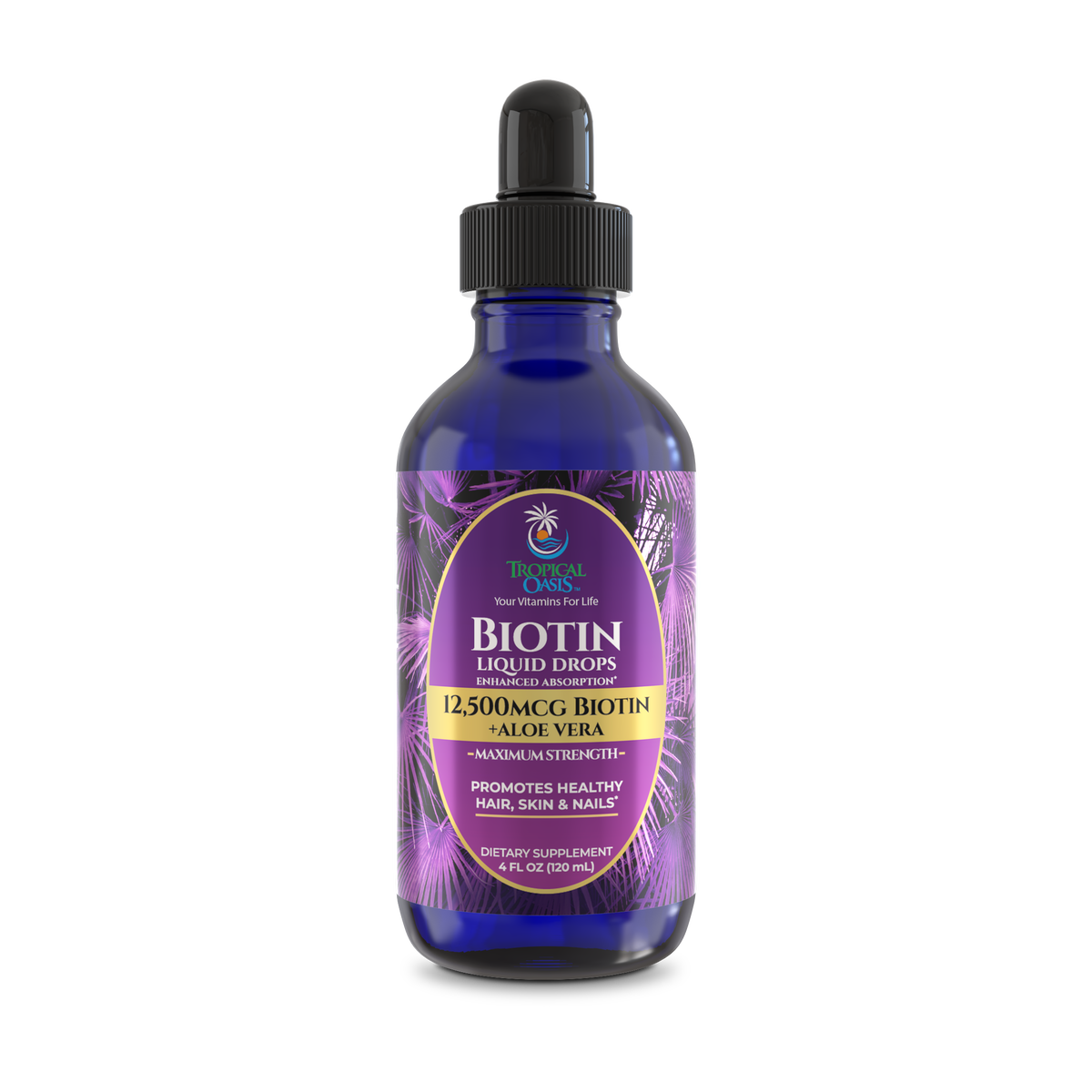 Biotin for Hair Growth - 5x The Strength - 4 OZ - Tropical Oasis Tropical Oasis Liquid Vitamins and Minerals