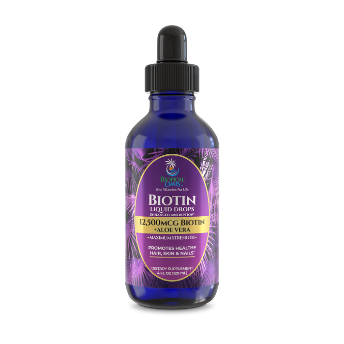 Biotin for Hair Growth - 5x The Strength - 4 OZ - Tropical Oasis Tropical Oasis Liquid Vitamins and Minerals