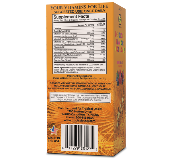 USDA Organic Kids Multivitamin for Toddlers & Babies Tropical Oasis Liquid Vitamins & Minerals