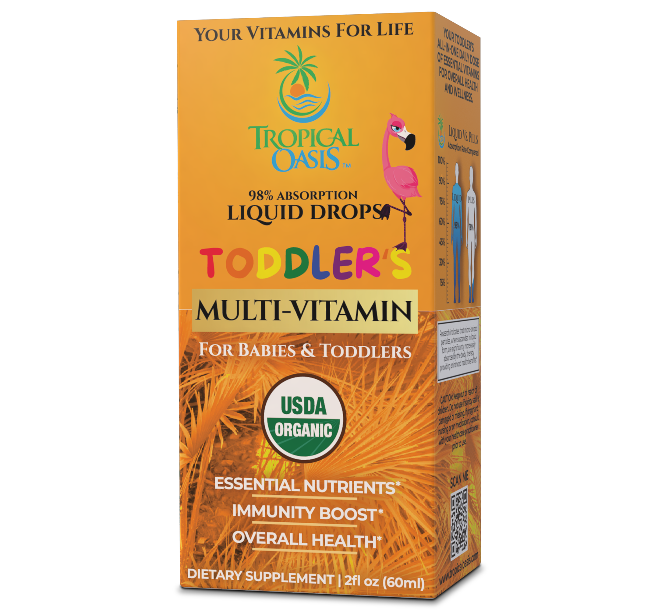 USDA Organic Kids Multivitamin for Toddlers & Babies Tropical Oasis Liquid Vitamins & Minerals