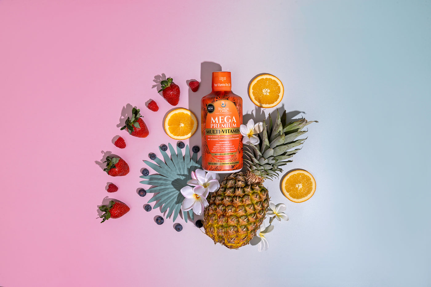 Pouring a daily liquid vitamin