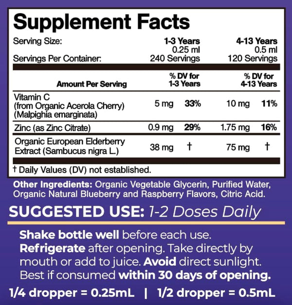 Liquid Vitamin Drops with Elderberry for Toddlers & Kids Tropical Oasis Liquid Vitamins & Minerals