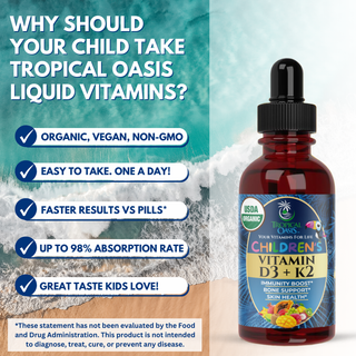 Vitamin D3 + K2 Drops for Adults - USDA Organic