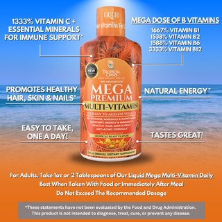 Mega Premium Liquid Multivitamin and Mineral Supplement - 32oz, 32serv