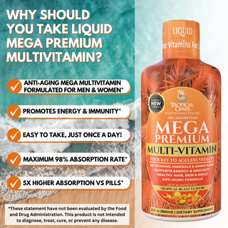 Mega Premium Liquid Multivitamin and Mineral Supplement - 32oz, 32serv