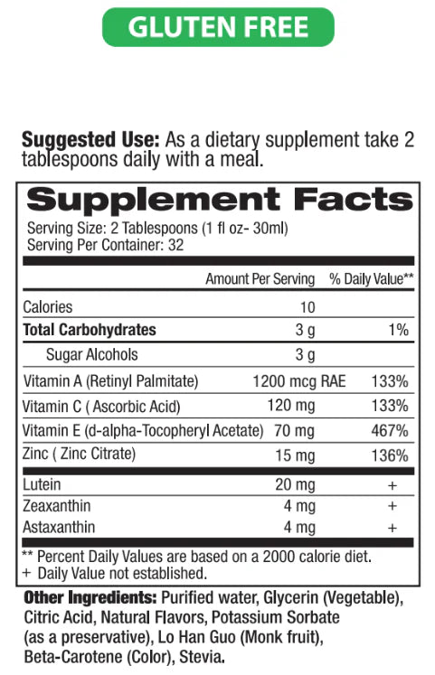 Liquid 20/20 Vision Eye Vitamin w/ 20mg Lutein - 32oz, 32 Serv.