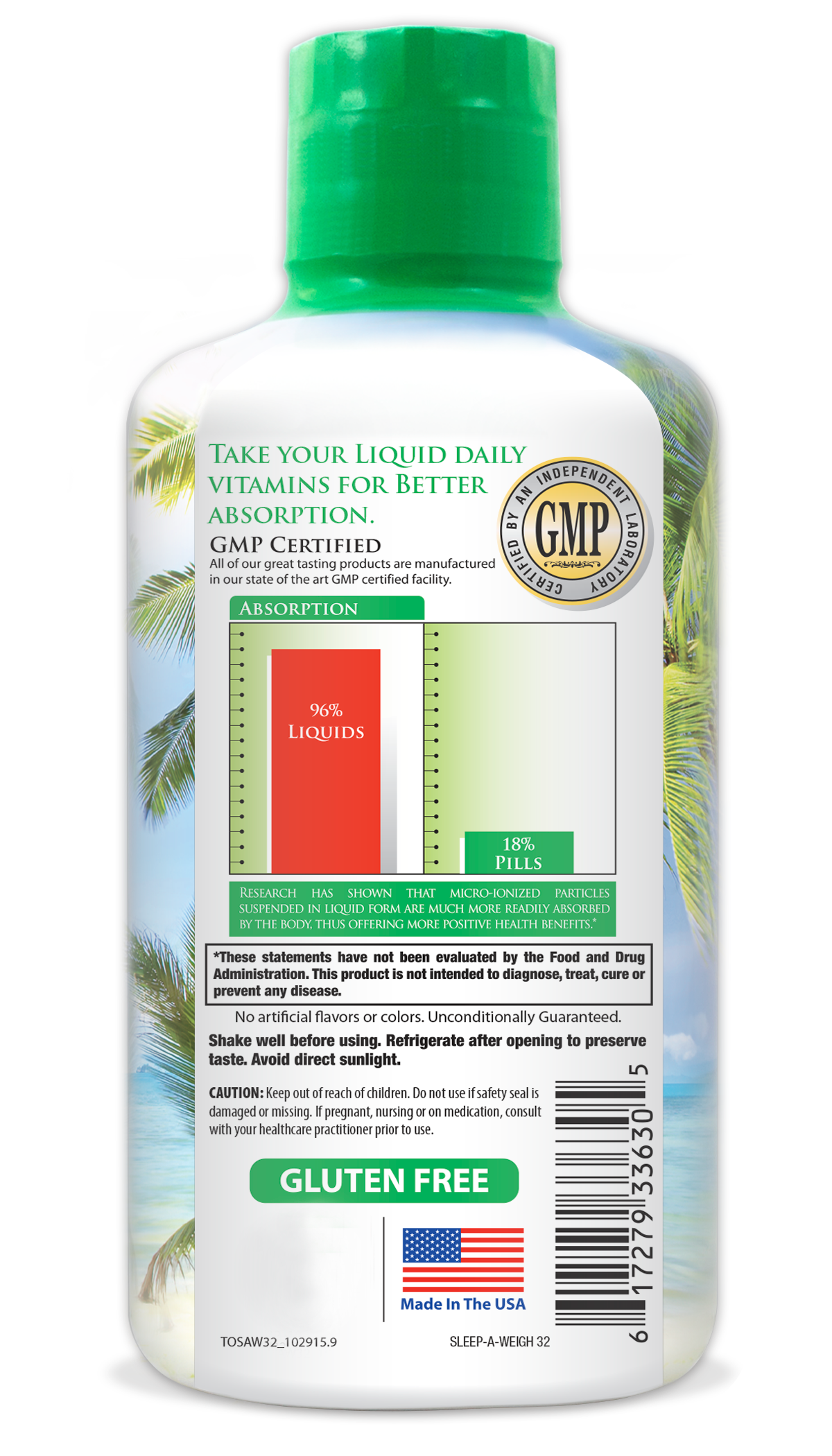 Tropical Oasis Sleep-A-Weigh Plus Liquid - Naturally Promotes Restfulness, Appetite Suppression & Fat Burning -32oz, 32serv (Test)