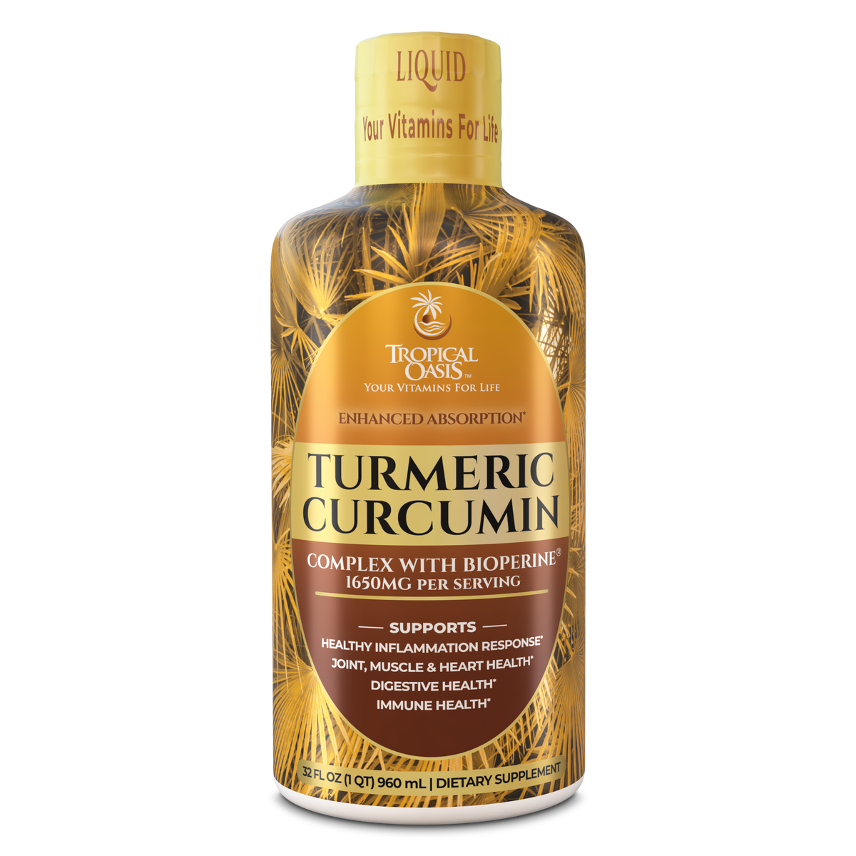 Liquid Turmeric Curcumin Complex with Bioperine Tropical Oasis Liquid Vitamins and Minerals
