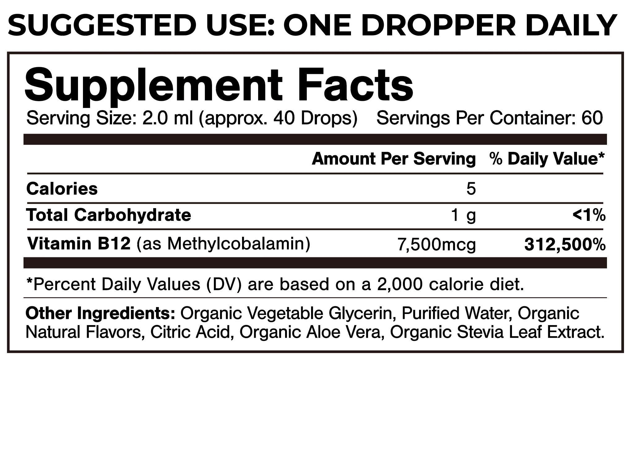 USDA Organic Ultra Max B12 | Superdose 7500mcg Vitamin B12 Liquid Drops | Methyl B12 (Methylcobalamin) | Max 98% Absorption Rate | Promotes Energy & Metabolism*| Vegan, Non-GMO, Strawberry flavor -4oz