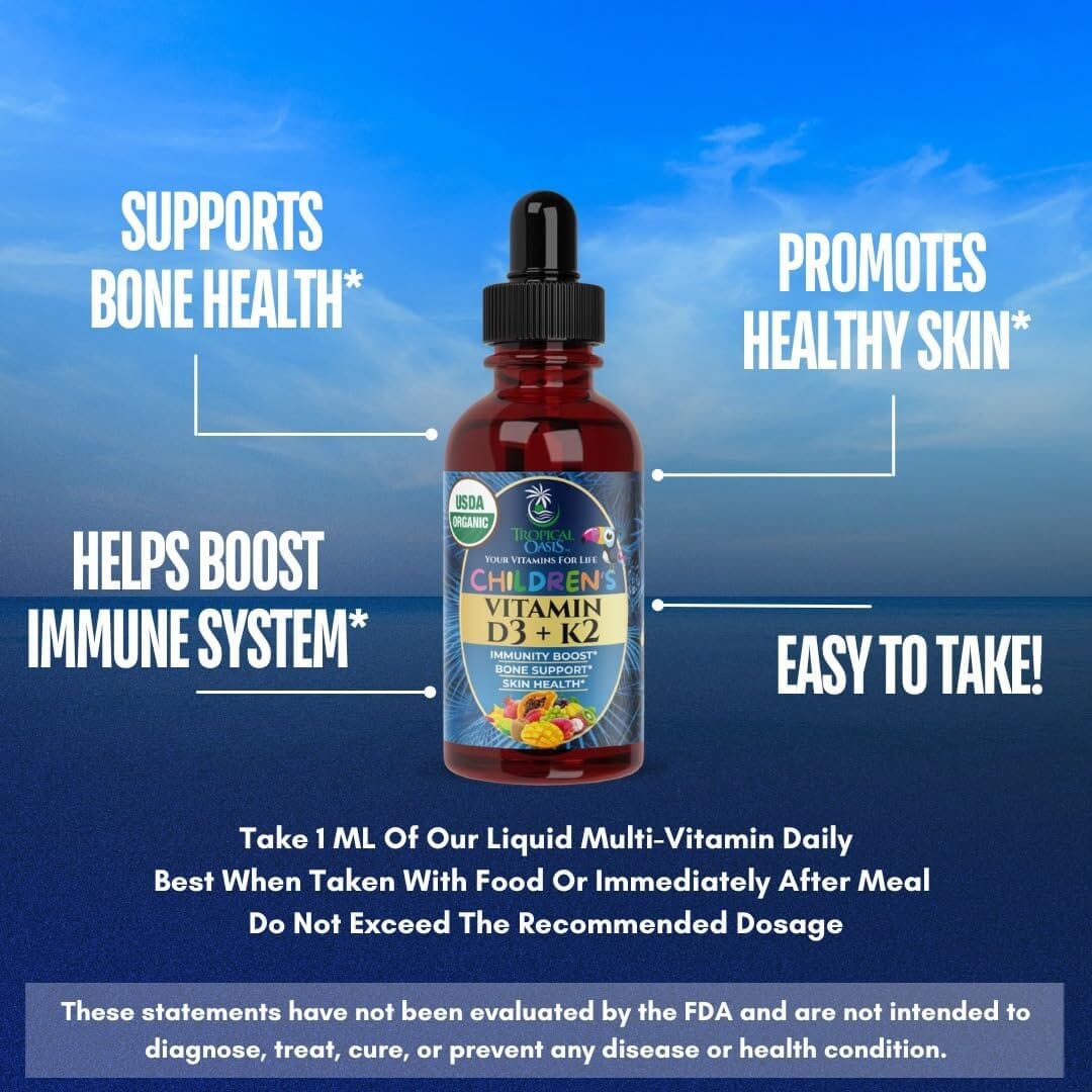 Vitamin D3 + K2 Drops for Kids - USDA Organic