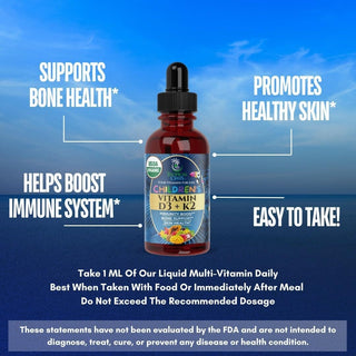 Vitamin D3 + K2 Drops for Kids - USDA Organic