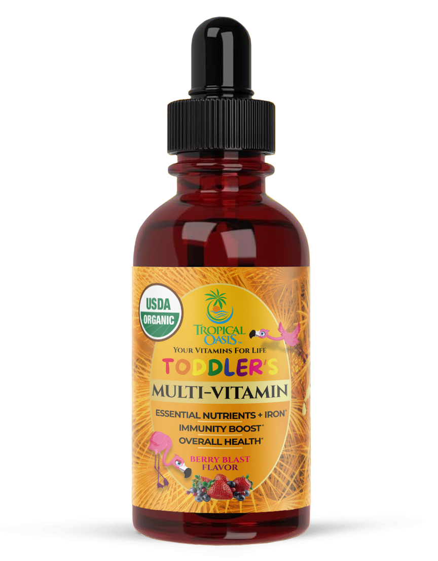USDA Organic Kids Multivitamin WITH Iron for Toddlers & Babies (Copy) Tropical Oasis Liquid Vitamins & Minerals
