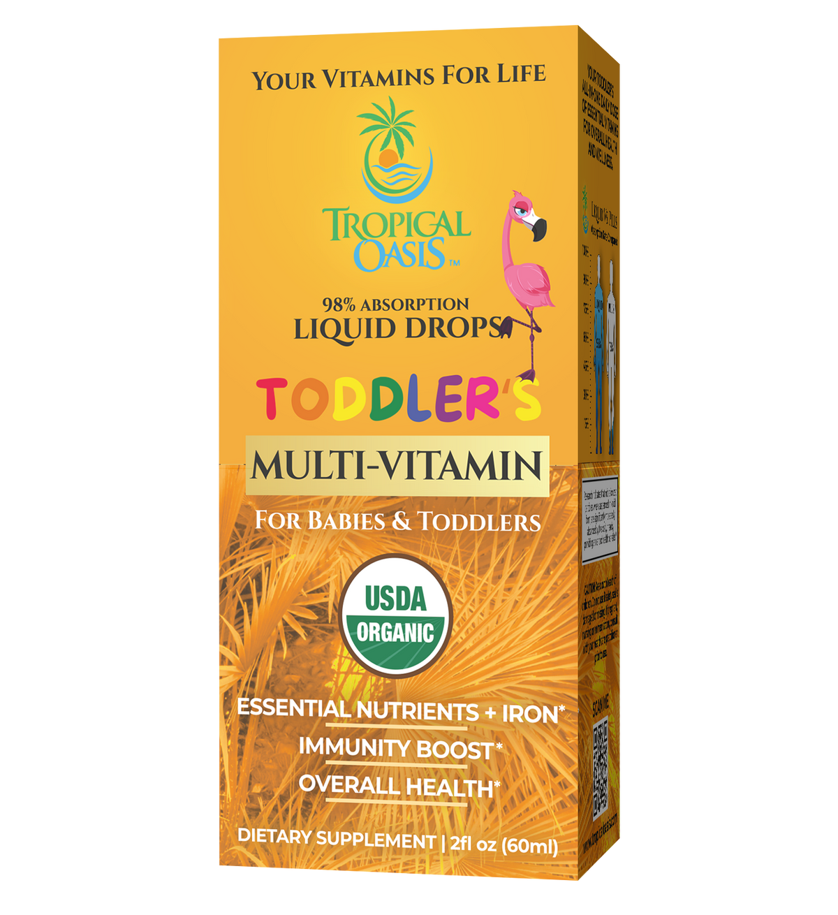 USDA Organic Kids Multivitamin WITH Iron for Toddlers & Babies (Copy) Tropical Oasis Liquid Vitamins & Minerals