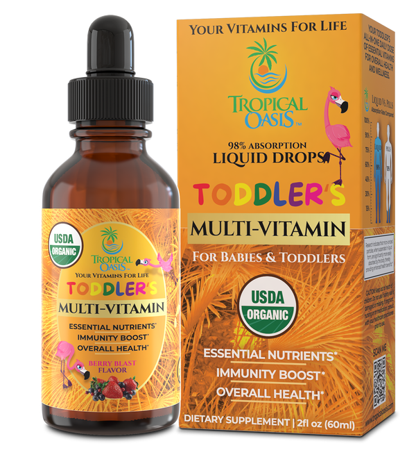 USDA Organic Kids Multivitamin for Toddlers & Babies Tropical Oasis Liquid Vitamins & Minerals