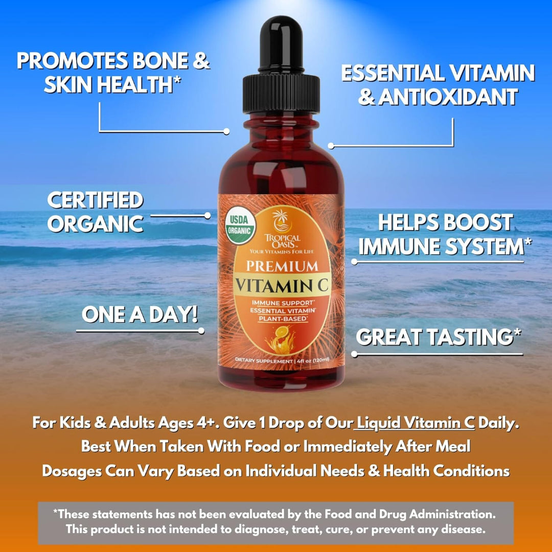 USDA Organic Vitamin C Drops for Adults & Kids