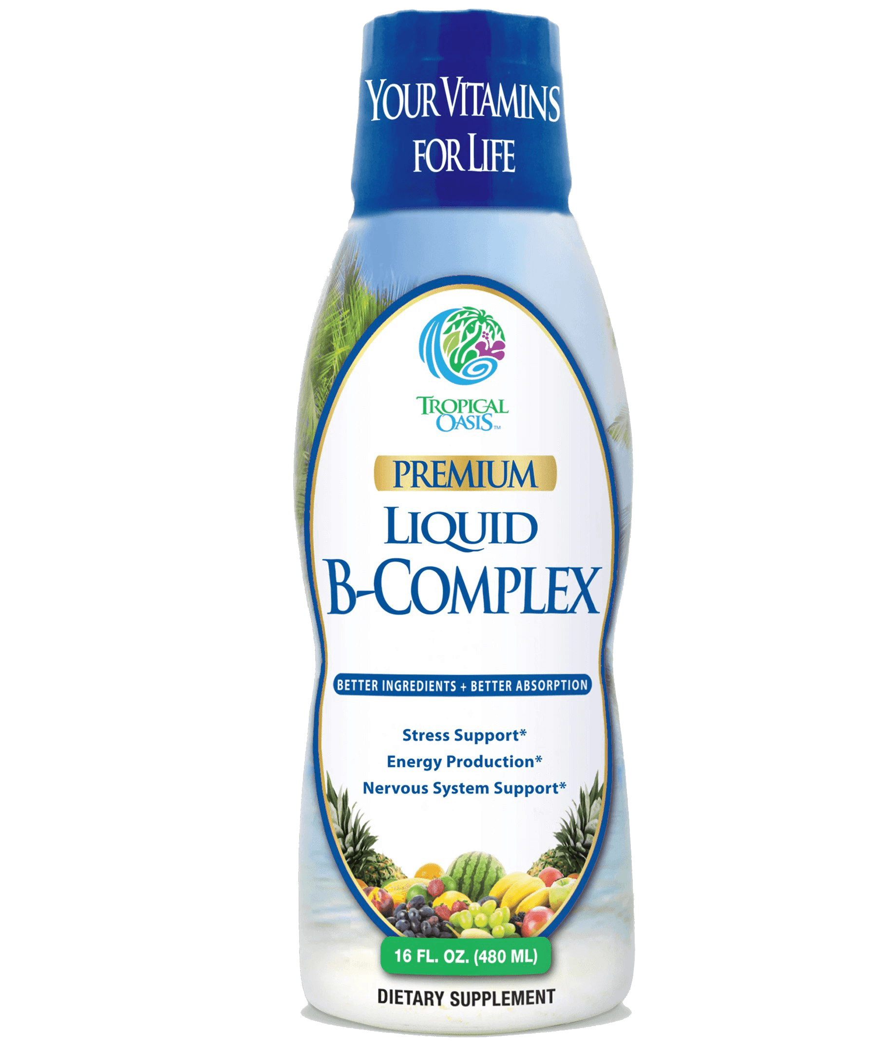 Tropical Oasis Premium Liquid B-Complex - 16 oz, 32 servings