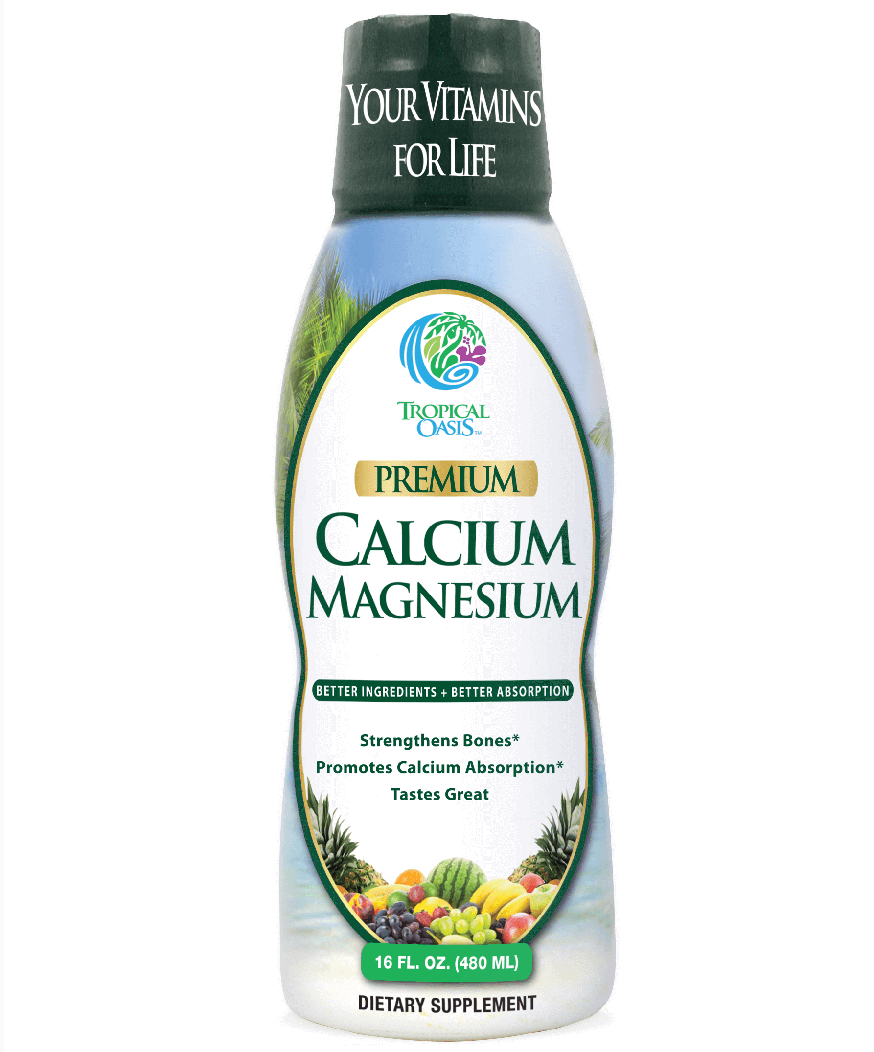 Premium Liquid Calcium Magnesium Citrate - Natural formula with Support for Strong Bones