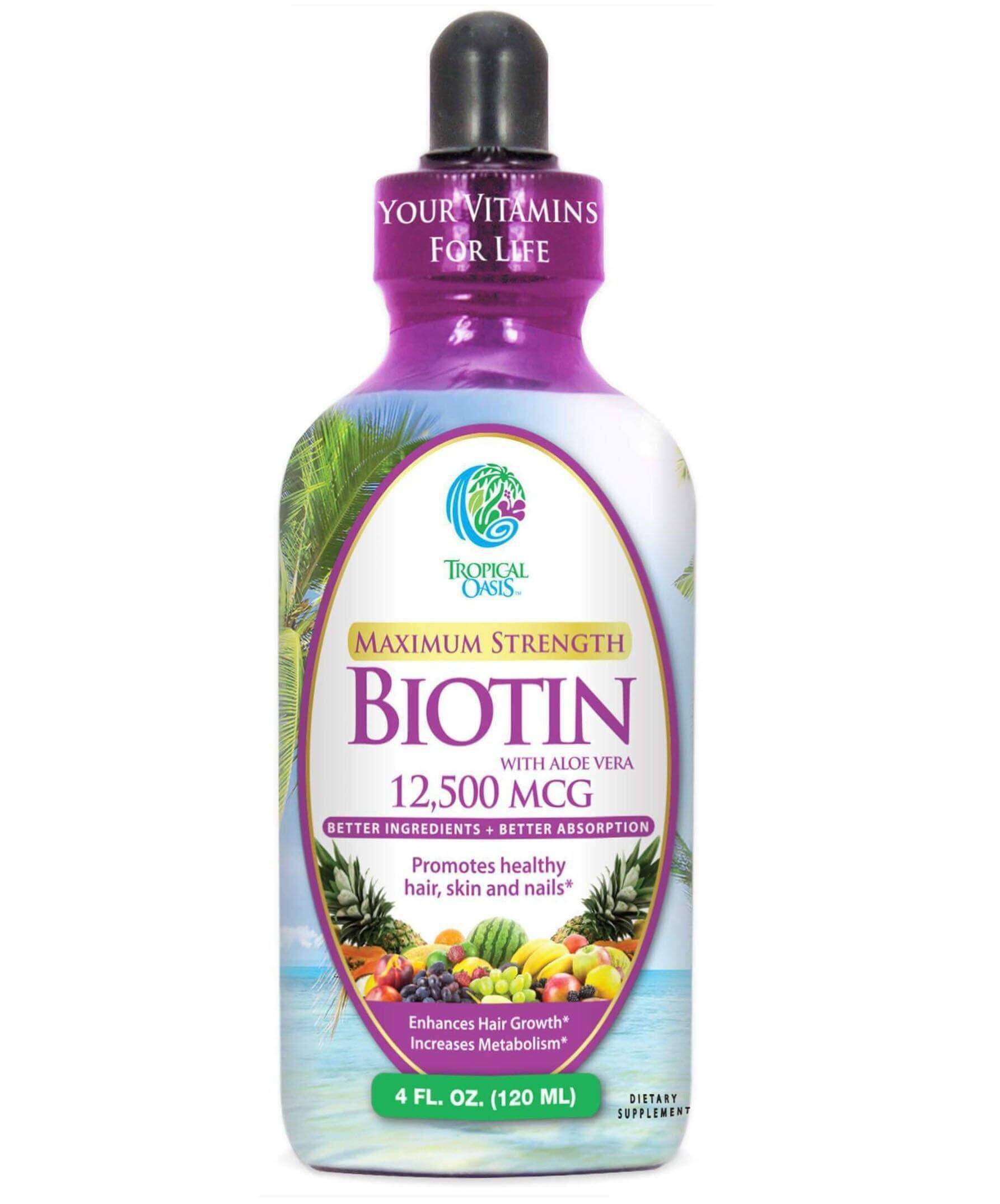 Biotin for Hair Growth - 5x The Strength - 4 OZ - Tropical Oasis