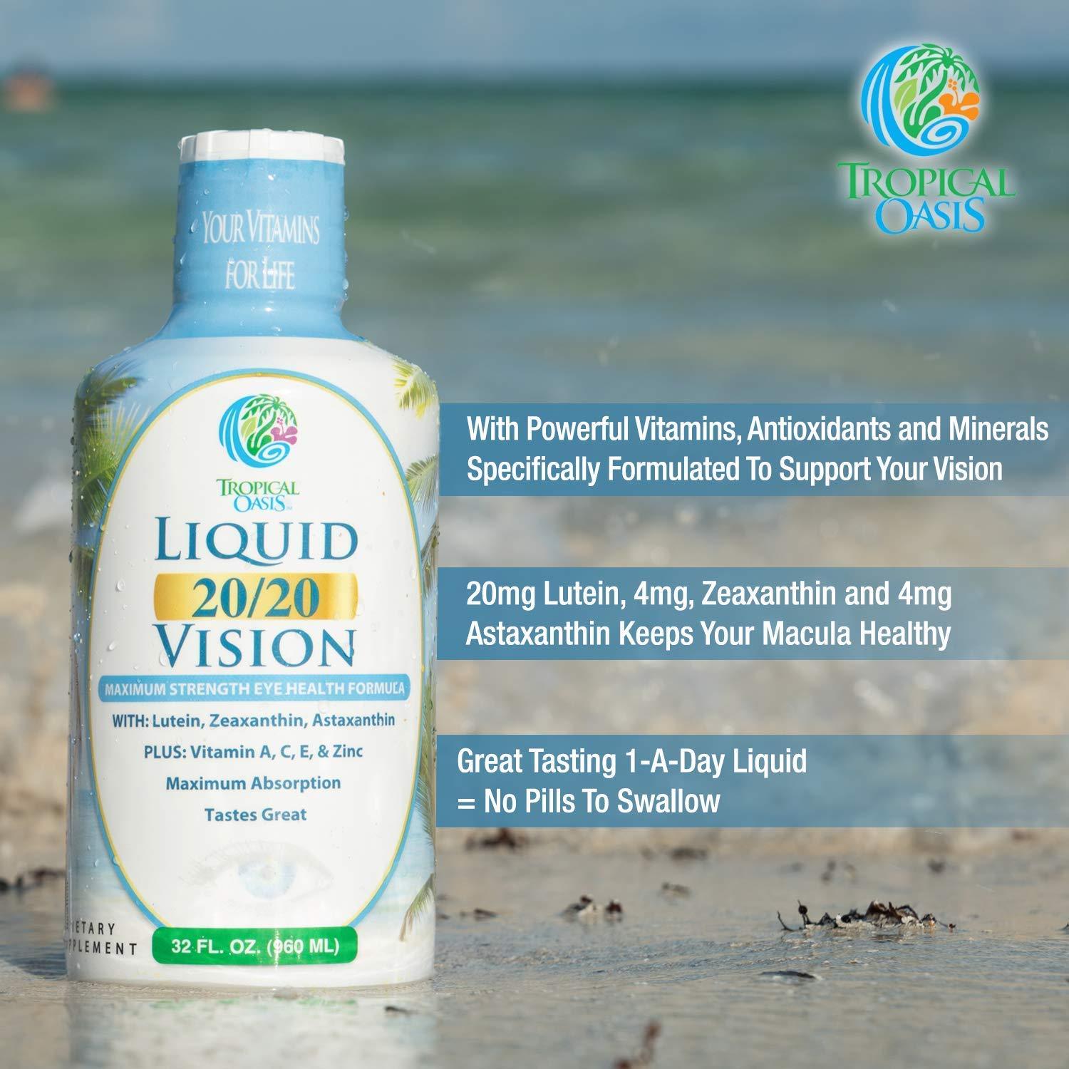 Liquid 20/20 Vision Eye Vitamin w/ 20mg Lutein - 32oz, 32 Serv. - tropical-oasis-store