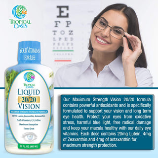 Liquid 20/20 Vision Eye Vitamin w/ 20mg Lutein - 32oz, 32 Serv. - tropical-oasis-store