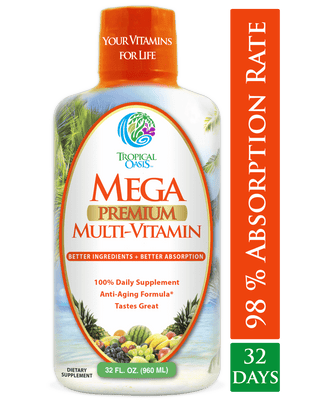Mega Premium Liquid Multivitamin and Mineral Supplement - 32oz, 32serv - tropical-oasis-store