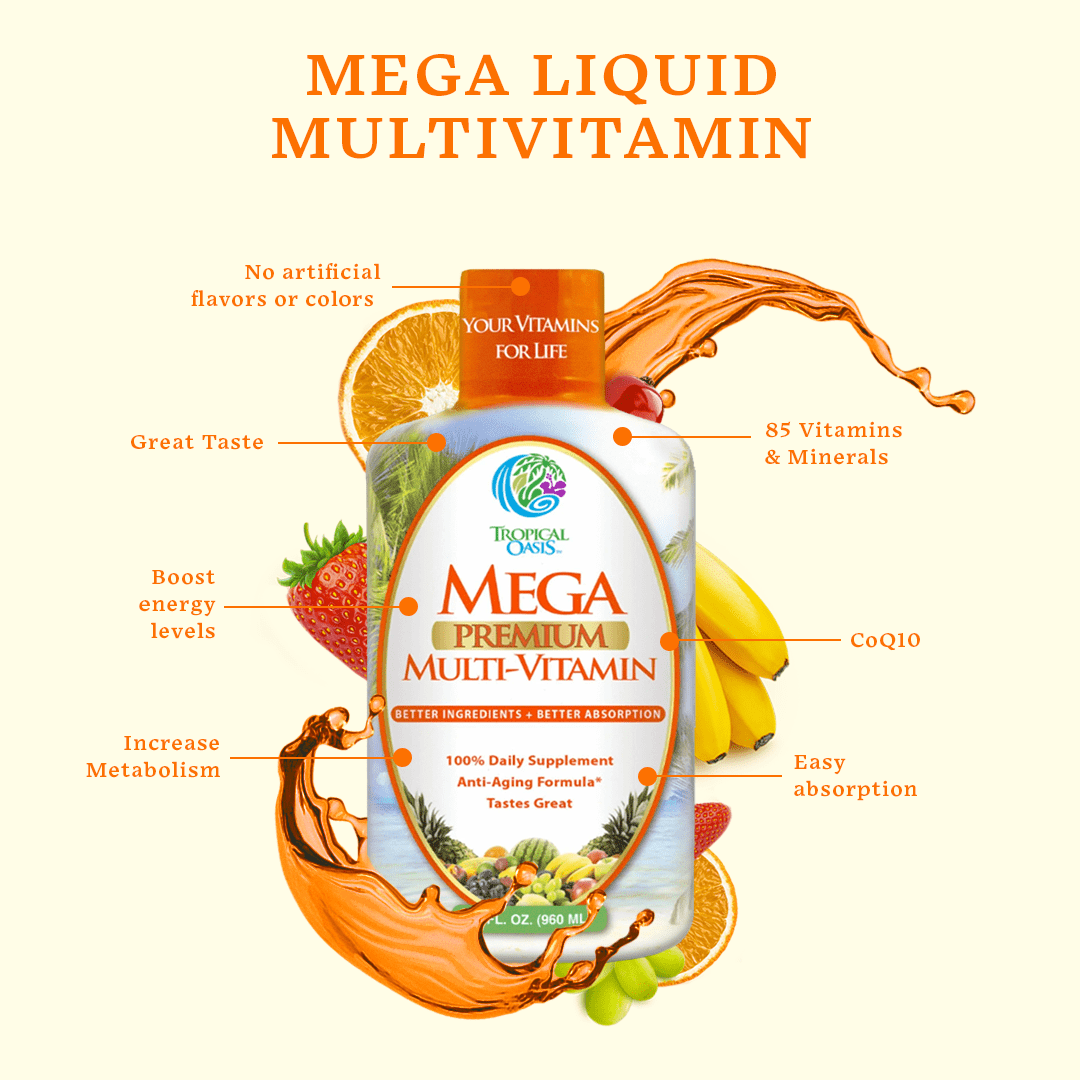 Mega Premium Liquid Multivitamin and Mineral Supplement - 32oz, 32serv