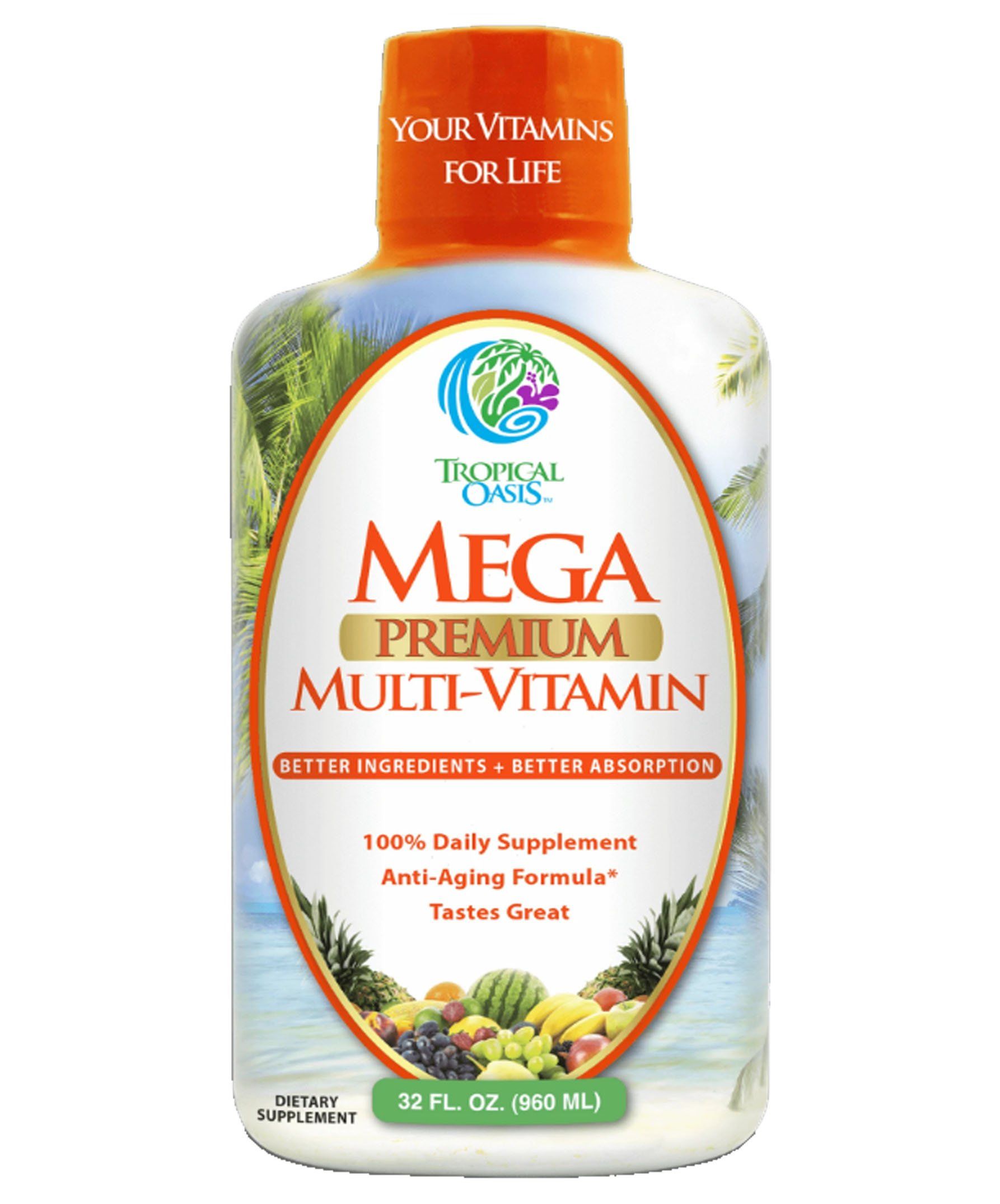 Mega Premium Liquid Multivitamin and Mineral Supplement - 32oz, 32serv