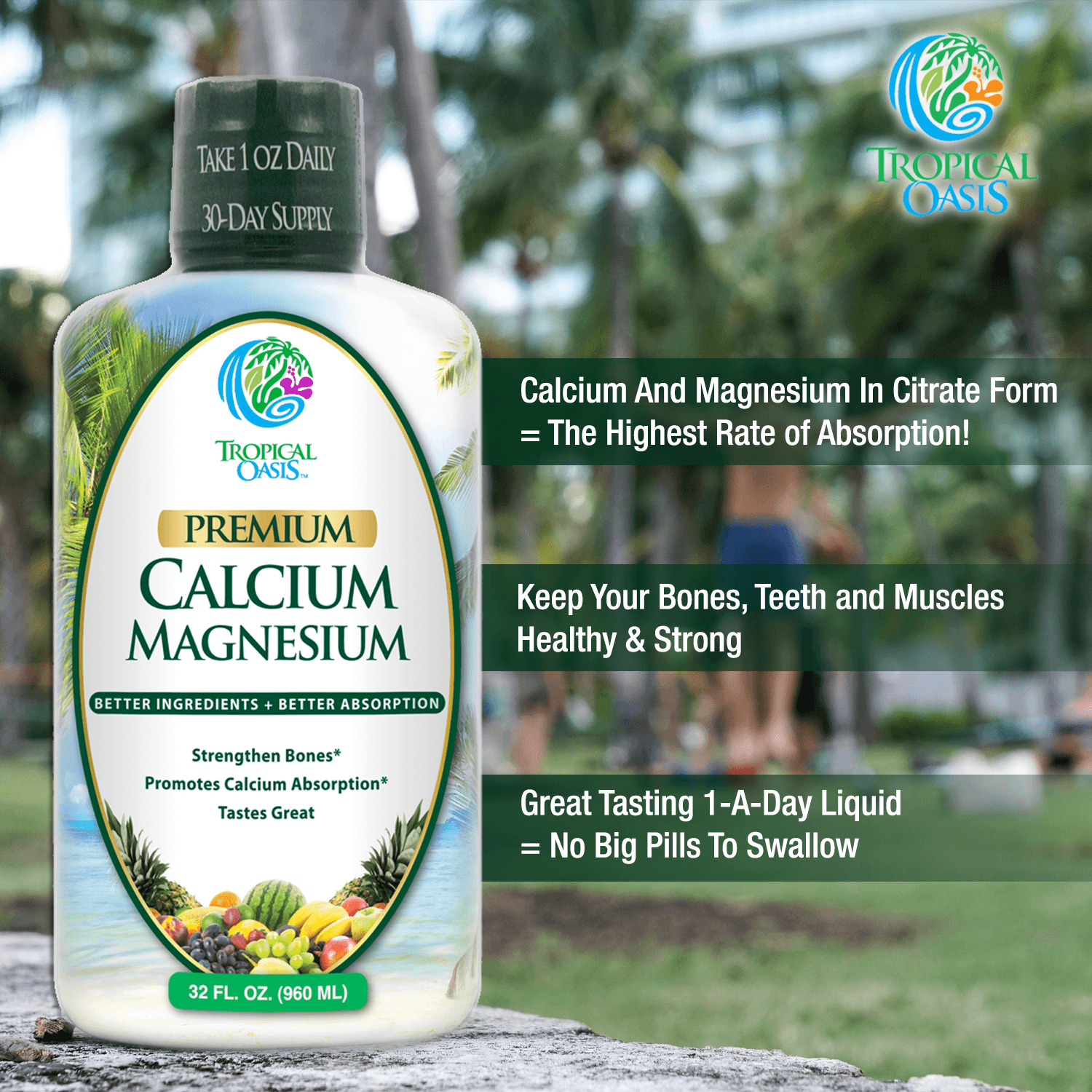 Calcium Magnesium Liquid Supplement - 32 Oz - tropical-oasis-store