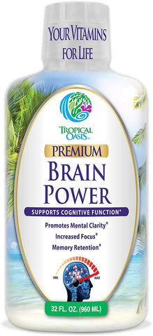 Tropical Oasis Brain Power - Liquid Supplement that Promotes Mental Clarity & Increased Focus