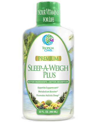 Tropical Oasis Sleep-A-Weigh Plus Liquid - Naturally Promotes Restfulness, Appetite Suppression & Fat Burning -32oz, 32serv